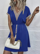 Full Size Tassel V-Neck Short Sleeve Dress Plus Size