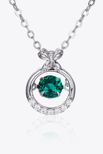 Lab-Grown Emerald Pendant Necklace Dark Green One Size Necklaces