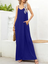 Spaghetti Strap V-Neck Maxi Dress with Pockets Navy Woman Maxi Dress