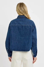 RISEN Button Up Long Sleeve Denim Shacket Woman Outerwear