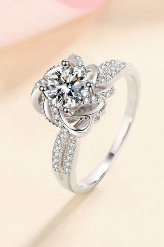 1 Carat Moissanite 925 Sterling Silver Ring Silver