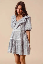 SO ME Cotton Printed Ruffle V Neckline Dress with Side Tie Casual Dresses