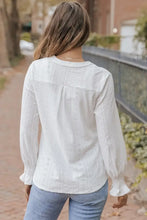 Openwork Notched Flounce Sleeve Blouse Woman Blouses
