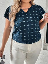 Honey Plus Size Swiss Dot V-Neck Flutter Sleeve Tee Woman T Shirts