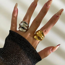 2-Piece Stainless Steel Wrinkled Wide Band Ring