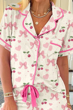 Printed Button Up Short Sleeve Top and Shorts Lounge Set