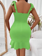 Tie-Shoulder Sweetheart Neck Ruffled Dress Cocktail Dress