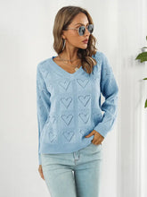 Openwork V-Neck Sweater Sweater Pullovers