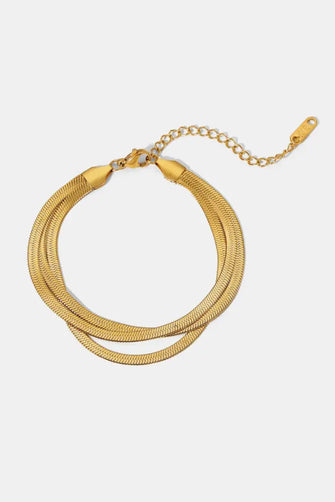 Triple-Layered Snake Chain Bracelet Gold One Size Necklaces