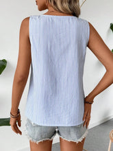 Decorative Button Asymmetrical Striped Tank Tanks & Camis