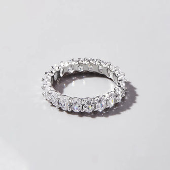 Inlaid Zircon 925 Sterling Silver Ring Silver