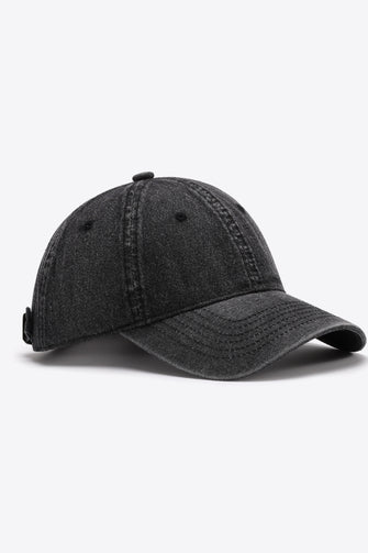 Plain Adjustable Baseball Cap Black One Size