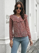 Printed Statement Collar Long Sleeve Blouse Woman Blouses