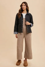 Annie Wear Quilted Printed Lining Snap Down Denim Jacket Woman Outerwear