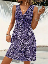 Leopard V-Neck Sleeveless Mini Dress Mauve Casual Dresses