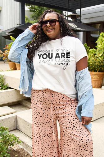 Simply Love Full Size YOU ARE ENOUGH Short Sleeve T-Shirt White