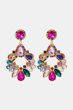 Zinc Alloy Frame Glass Stone Dangle Earrings Multicolor One Size
