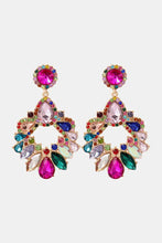 Zinc Alloy Frame Glass Stone Dangle Earrings Multicolor One Size Earrings