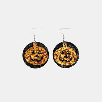 PU Leather Pumpkin Earrings Tangerine One Size