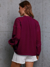 Crochet Tassel Tie Neck Long Sleeve Blouse Woman Blouses