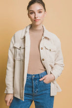 Love Tree Corduroy Button Up Jacket with Sherpa Inside Cream Woman Outerwear