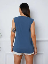 Square Neck Decorative Button Tank Tanks & Camis