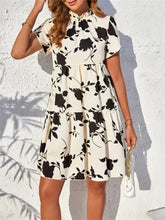 Printed Short Sleeve Mini Dress Casual Dresses