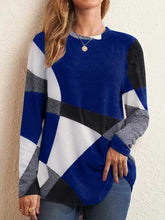 Color Block Round Neck T-Shirt Dusty Blue