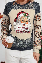Santa Graphic Leopard Dropped Shoulder Sweatshirt Black Woman Sweatshirts