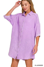 Zenana Washed Double Gauze Button Down Shirt Dress Casual Dresses