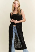 ADORA Button Down Crochet Long Cardigan BLACK