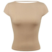 Round Neck Backless Short Sleeve Tee Woman T Shirts