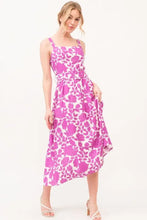 And The Why Square Neck Belted Floral Printed Midi Dress Magenta Casual Dresses