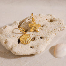 Vintage Gold Seashell & Starfish Drop Earrings