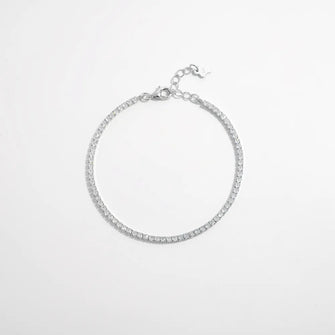 925 Sterling Silver Inlaid Zircon Bracelet Silver One Size