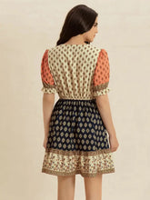 Printed V-Neck Short Sleeve Dress Casual Dresses