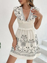 Smocked Ruffled Cap Sleeve Mini Dress Casual Dresses