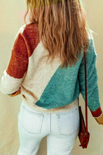 Color Block Round Neck Dropped Shoulder Pullover Sweater Sweater Pullovers