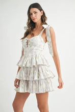 MABLE Floral Print Shoulder Tie Layered Mini Dress Casual Dresses