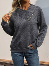 Perfee Decorative Button Long Sleeve Sweatshirt Woman Sweatshirts