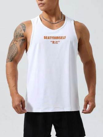 Men's Plus Size Round Neck Tank White