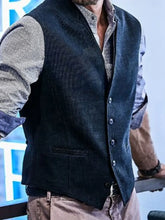 Men's Full Size Button Down Vest Plus Size Peacock Blue