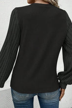 Ribbed Round Neck Long Sleeve Knit Top Woman Blouses
