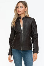Snobbish Faux Leather Biker Jacket with Side Zip Pockets Woman Outerwear