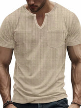 Men's Full Size Notched Short Sleeve T-Shirt Plus Size Khaki
