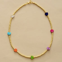 Heart Shape Natural Stone Necklace Orange-Red One Size