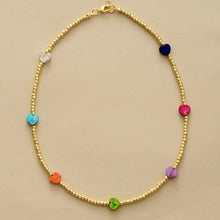 Heart Shape Natural Stone Necklace Orange-Red One Size Necklaces