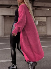 Lantern Sleeve Pocketed Cardigan Woman Outerwear