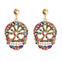 Skull Rhinestone Alloy Earrings Multicolor One Size