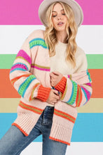 SAGE + FIG Rainbow Striped Open Front Knit Cardigan Casual Dresses